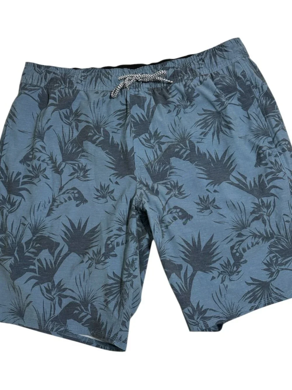 HANG TEN Mens Board Shorts Swim Trunks Tropical Palm Print Size XL Swimwear Blue